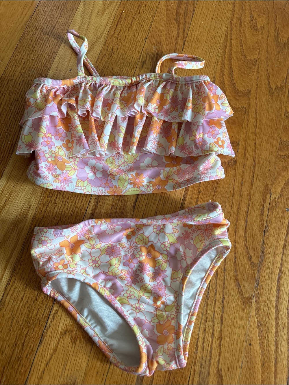 GAP Girls Floral Ruffle Bikini Bottoms - Pink, Orange & Yellow